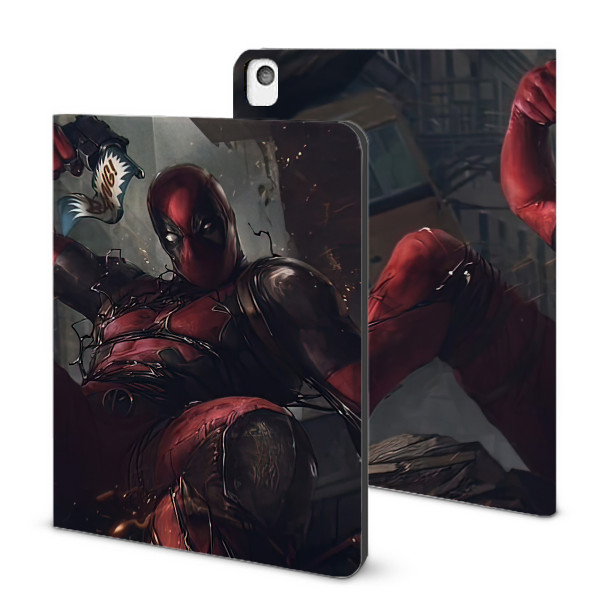 （画像用） Deadpool デッドプール IPadケース ペンホルダー付き ブックスタイルデザイン